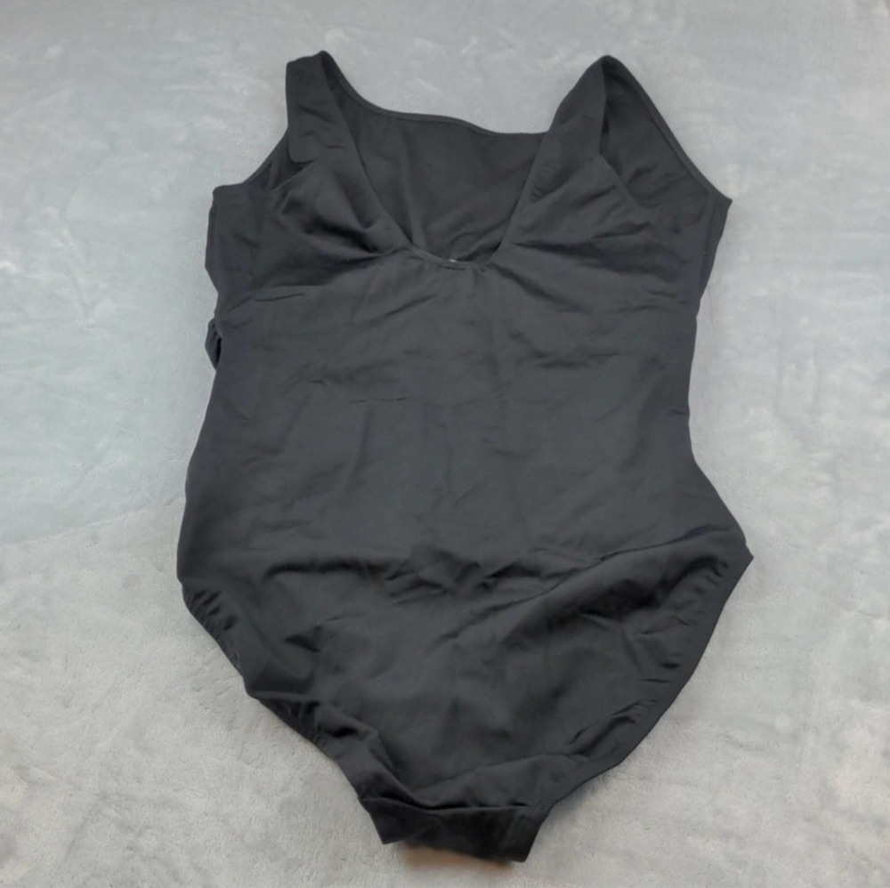 InstantFigure High Neck Ruched Tummy Control Black One Piece Swimsuit - Picture 6 of 6